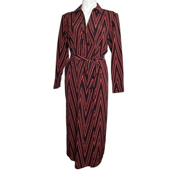 Topshop geometric black red midi dress 6 - Picture 4 of 8